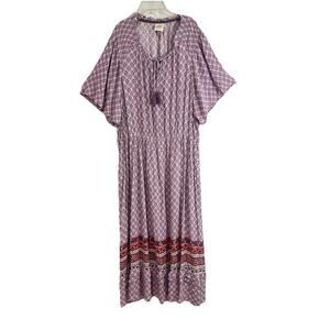 Knox Rose Maxi Dress Women 2XL Lavende Floral Short Sleeve Boho Bohemian Pockets